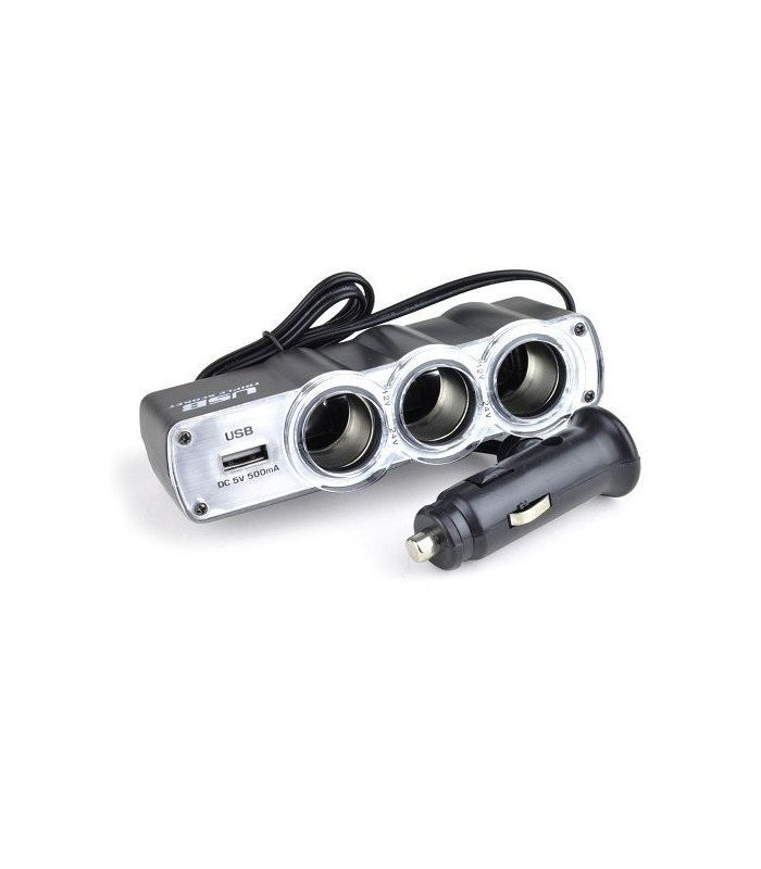 Автомобільний трійник у прикурювач + USB WF-0120 купити