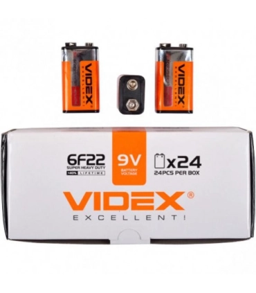 Солевые батарейки КРОНА 9V VIDEX 6F22 оптом, Videx , 0,32 $