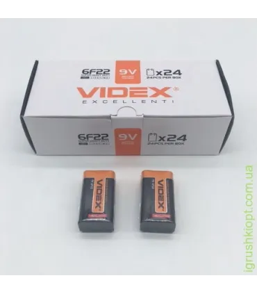 Сольові батарейки КРОНА 9V VIDEX 6F22 оптом, Videx , 0,32 $