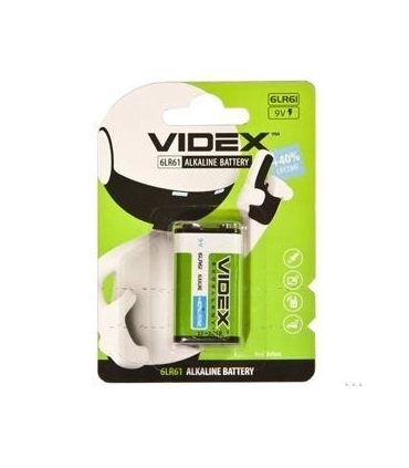 Лужні батареї КРОНИ VIDEX ALKALINE 6LR61 оптом, Videx , 1,30 $