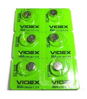 Щелочные батарейки таблетки VIDEX AG 4 (LR626) оптом, Videx , 0,10 $