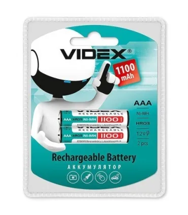 Аккумулятор HR03 AAA 1100mah 2 шт. в упаковке оптом, Videx , 1,40 $
