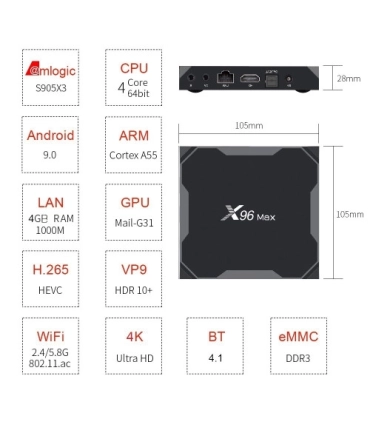 Смарт приставка TV box X96Max 2/16Gb Android 9.0 оптом, Vontar , 22,00 $