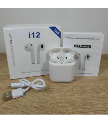 Беспроводные Bluetooth наушники i12 TWS с боксом Белые оптом, Cope , 4,50 $