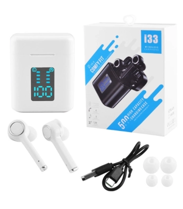 Белые беспроводные Bluetooth наушники i33 с LED сейсом оптом, Cope , 11,00 $