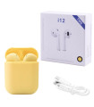 Беспроводные Bluetooth наушники i12 TWS yellow с боксом