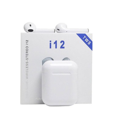 Беспроводные Bluetooth наушники i12 TWS с боксом Белые купить