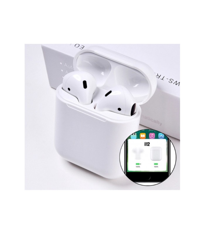Бездротові Bluetooth навушники i12 TWS з боксом Білі купити