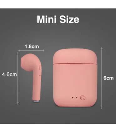 Розовые Bluetooth беспроводные наушники i7 TWS mini с кейсом оптом, Cope , 3,50 $