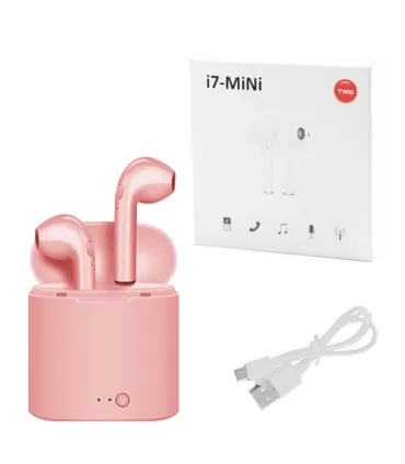 Розовые Bluetooth беспроводные наушники i7 TWS mini с кейсом оптом, Cope , 3,50 $