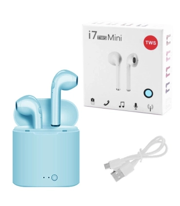 Блакитні бездротові Bluetooth навушники i7 TWS mini з кейсом оптом, Cope , 3,50 $