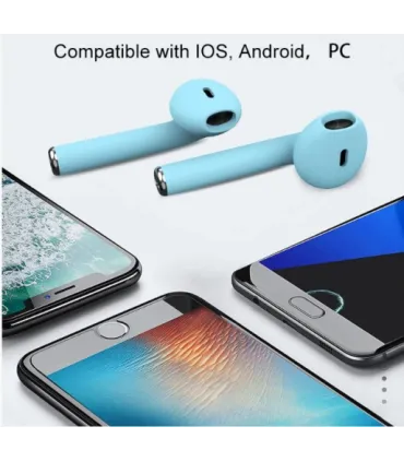 Голубые Bluetooth беспроводные наушники i7 TWS mini с кейсом оптом, Cope , 3,50 $