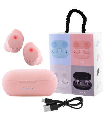 Беспроводные наушники капельки Touch Two TWS-08 с боксом розовые оптом, Cope , 8,50 $