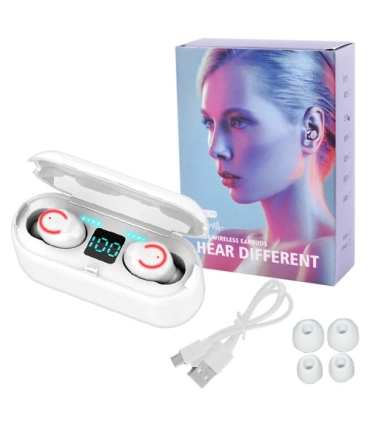 Bluetooth наушники беспроводные TWS F9 капельки с кейсом white оптом, Cope , 9,00 $