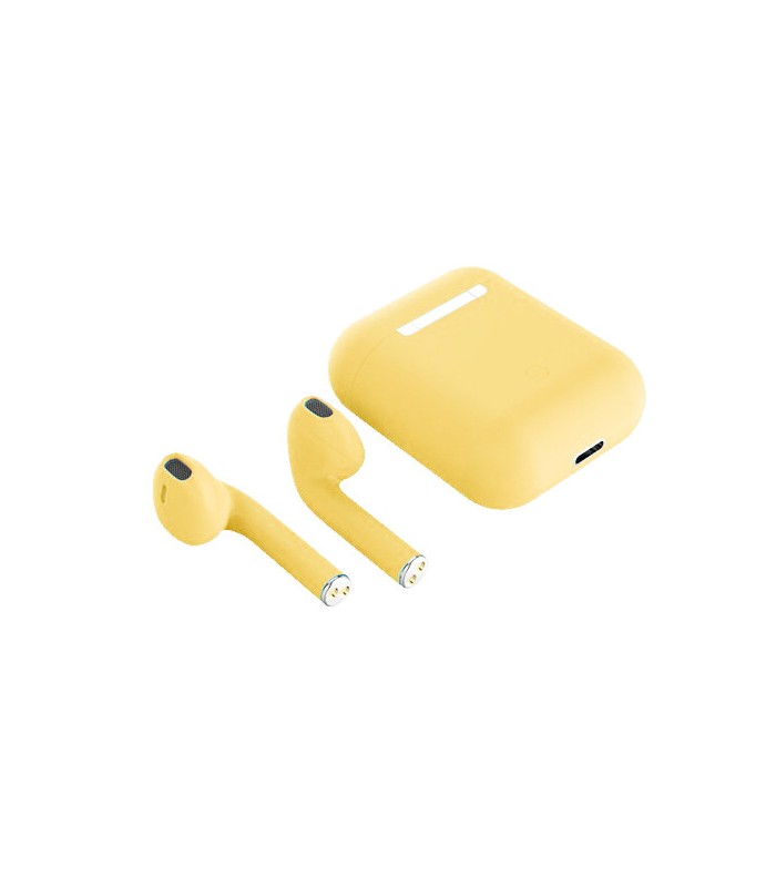 Беспроводные Bluetooth наушники i12 TWS yellow с боксом купить