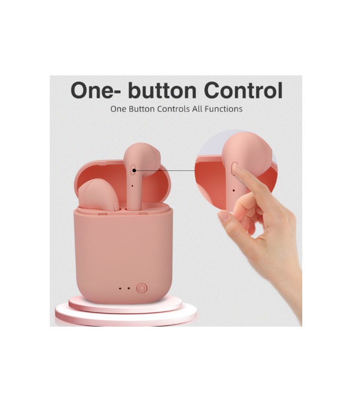 Розовые Bluetooth беспроводные наушники i7 TWS mini с кейсом