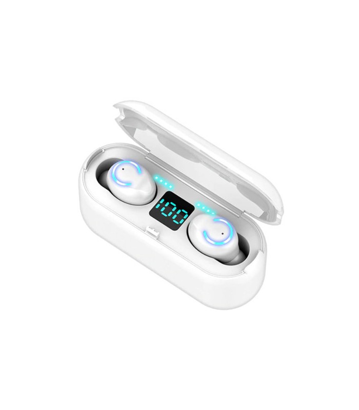 Bluetooth навушники бездротові TWS F9 крапельки з кейсом white