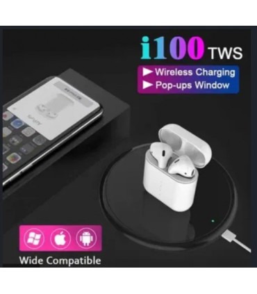 Чорні бездротові Bluetooth навушники i100 з кейсом купити