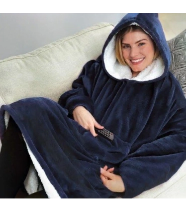 Кігурумі толстовка худий плед з капюшоном і рукавами синій Huggle Hoodie Plush оптом, TV Shop , 8,00 $