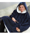 Кигуруми толстовка худи плед с капюшоном и рукавами синий Huggle Hoodie Plush