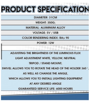 Селфі кільцева LED лампа 30 см із тримачем для телефону S31 оптом, TV Shop , 8,50 $