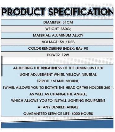 Селфи кольцевая LED лампа 30 см с держателем для телефона S31 оптом, TV Shop , 8,50 $