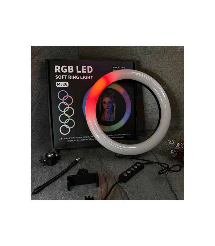 Цветная кольцевая лампа 26 см RGB MJ-26 купить оптом Одесса 7 км