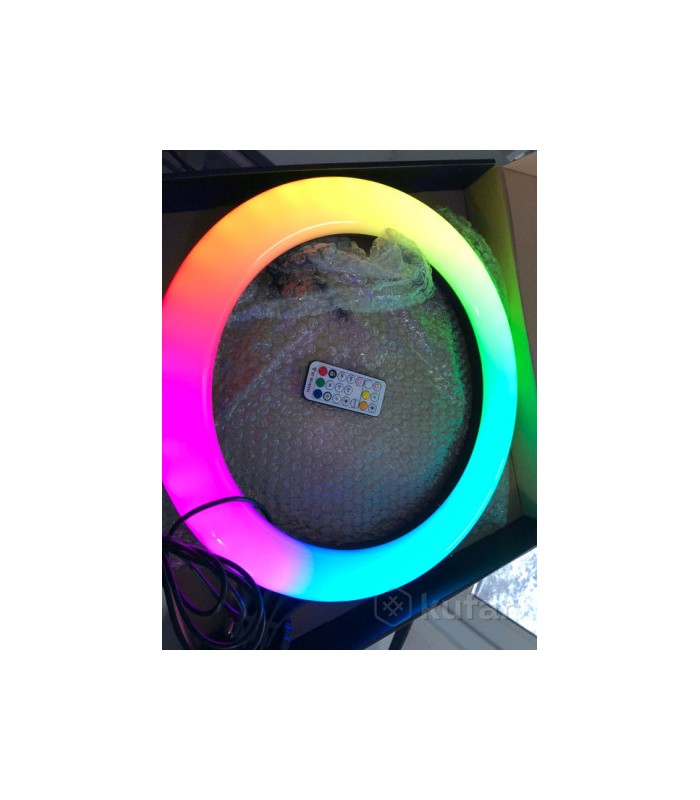 Цветная кольцевая LED селфи лампа 38 см RGB MJ-38 купить оптом
