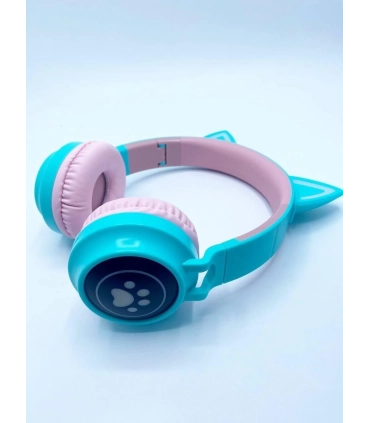 Дитячі навушники бездротові світиться вушка котика J28 Блакитні оптом, TV Shop , 9,00 $