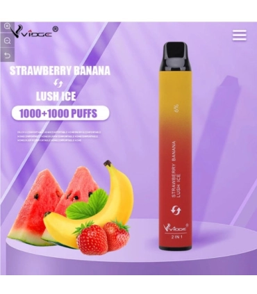 Одноразовые сигареты Vidge 2in1 2000 puffs Клубника банан + Арбуз со льдом оптом, Vidge , 5,40 $