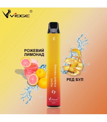 Одноразові сигарети Vidge 2in1 2000 puffs Red Bull + Рожевий лимонад оптом, Vidge , 5,40 $