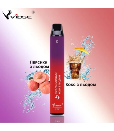 Одноразові сигарети Vidge 2in1 2000 puffs Персик з льодом + Кола з льодом оптом, Vidge , 5,40 $