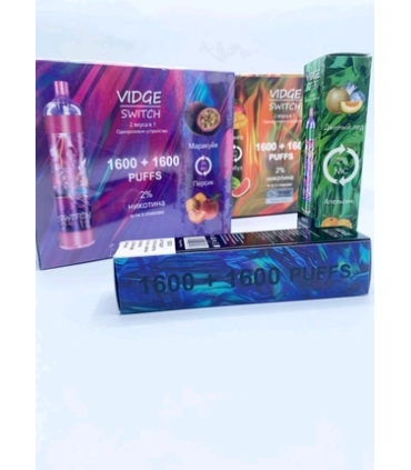 Светящийся перезаряджаемые одноразки Vidge switch 2in1 3200 puff Маракуйя + Персик оптом, Vidge , 7,60 $
