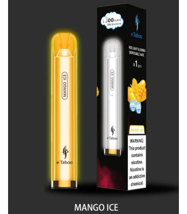 Светящаяся электронная сигарета eTaboo RGB 1200 puffs Манго со льдом оптом, E-Taboo , 4,90 $