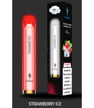 Светящаяся электронная сигарета eTaboo RGB 1200 puffs Клубника со льдом оптом, E-Taboo , 4,90 $