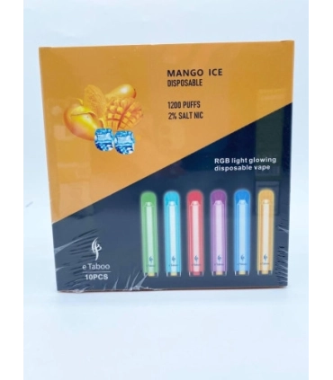 Светящаяся электронная сигарета eTaboo RGB 1200 puffs Клубника со льдом оптом, E-Taboo , 4,90 $