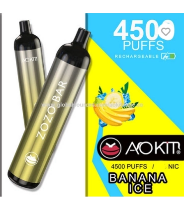 Перезаряжаемые одноразки AoKit Zozo Bar 4500 Puffs Банан со льдом оптом, AoKit , 8,10 $