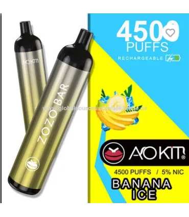 Перезаряжаемые одноразки AoKit Zozo Bar 4500 Puffs Банан со льдом оптом, AoKit , 8,10 $
