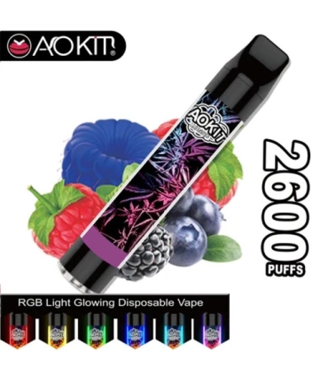 Одноразові сигарети, що світяться AoKit Lux 2600 Puffs Ягідний мікс оптом, AoKit , 6,10 $