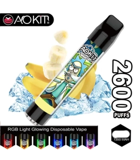 Одноразові сигарети, що світяться AoKit Lux 2600 Puffs Банан з льодом оптом, AoKit , 6,10 $