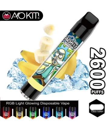 Светящийся одноразовые сигареты AoKit Lux 2600 Puffs Банан со льдом оптом, AoKit , 6,10 $