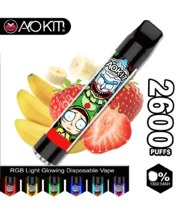 Светящийся одноразовые сигареты AoKit Lux 2600 Puffs Клубника банан оптом, AoKit , 6,10 $