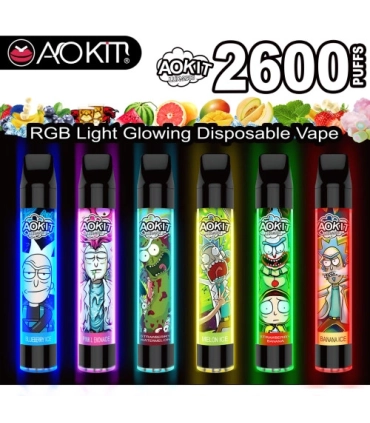 Светящийся одноразовые сигареты AoKit Lux 2600 Puffs Клубника банан оптом, AoKit , 6,10 $
