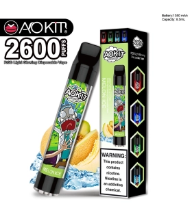Светящийся одноразовые сигареты AoKit Lux 2600 Puffs Дыня со льдом оптом, AoKit , 6,10 $