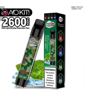 Одноразові сигарети, що світяться AoKit Lux 2600 Puffs М'ята з льодом оптом, AoKit , 6,10 $