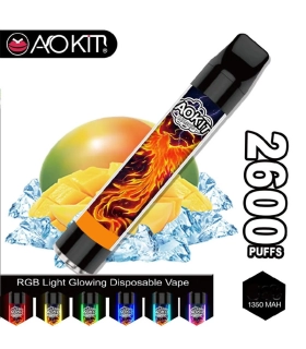 Одноразові сигарети, що світяться AoKit Lux 2600 Puffs Манго з льодом оптом, AoKit , 6,10 $