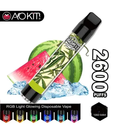 Светящийся одноразовые сигареты AoKit Lux 2600 Puffs Арбуз со льдом оптом, AoKit , 6,10 $