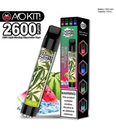 Светящийся одноразовые сигареты AoKit Lux 2600 Puffs Арбуз со льдом оптом, AoKit , 6,10 $