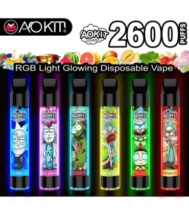 Светящийся одноразовые сигареты AoKit Lux 2600 Puffs Арбуз со льдом оптом, AoKit , 6,10 $