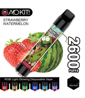 Светящийся одноразовые сигареты AoKit Lux 2600 Puffs Клубника Арбуз оптом, AoKit , 6,10 $